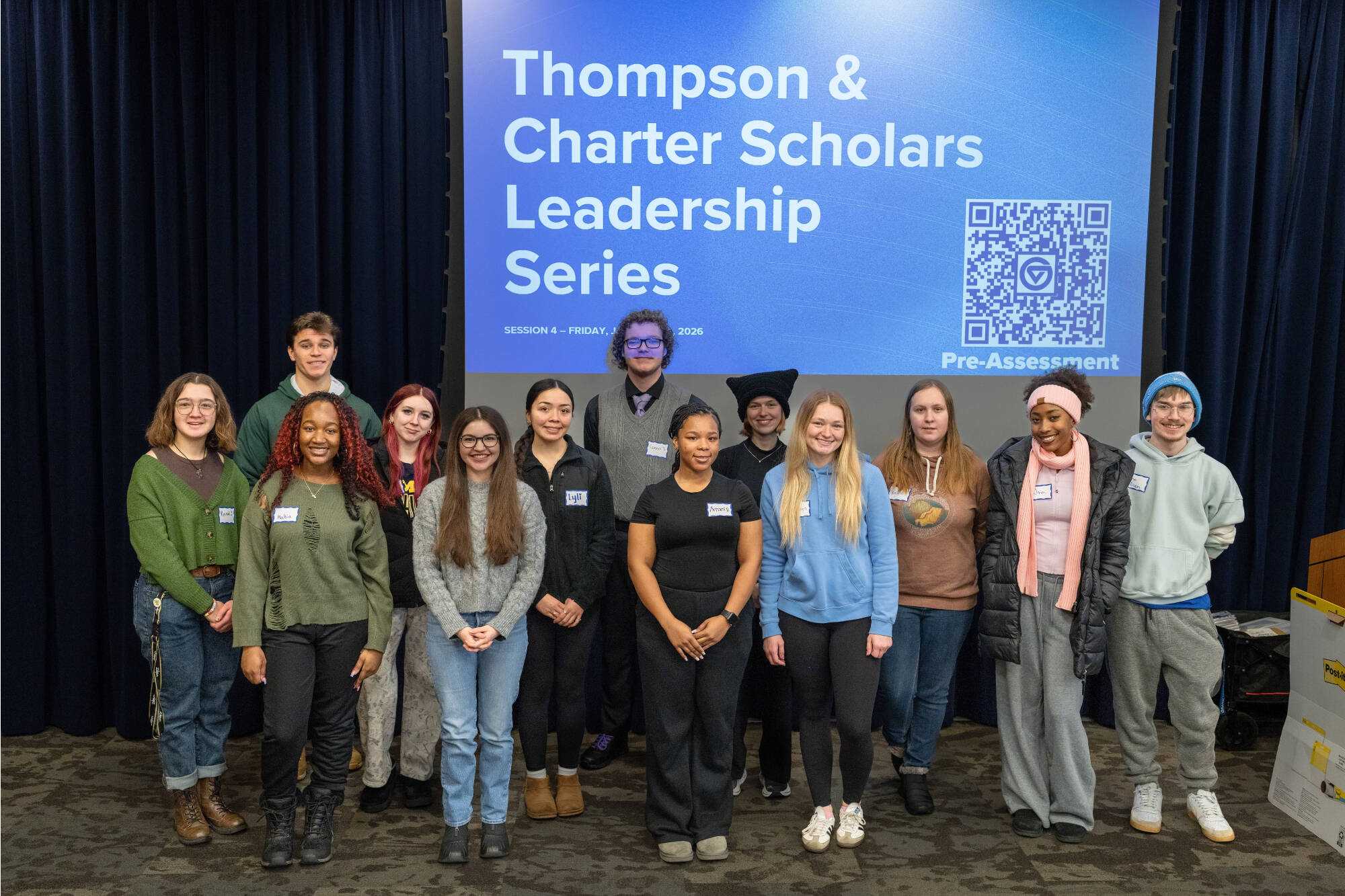 Thompson & Charter Scholars Leadership students pose for a photo